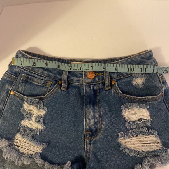 -PacSun High Rise Festival Jean Shorts    Size 23 Distressed Raw Hem - Picture 5 of 7